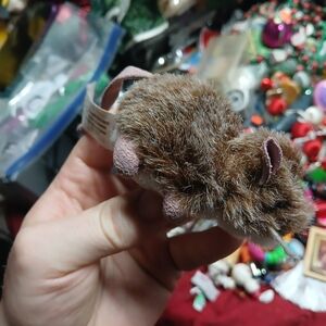 Plush Brown Mouse Small Pet Toy with Soft Fabric Ears